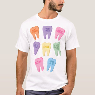 Dentalglad Alla hjärtans dag Cute Teeth Huggi Han T Shirt