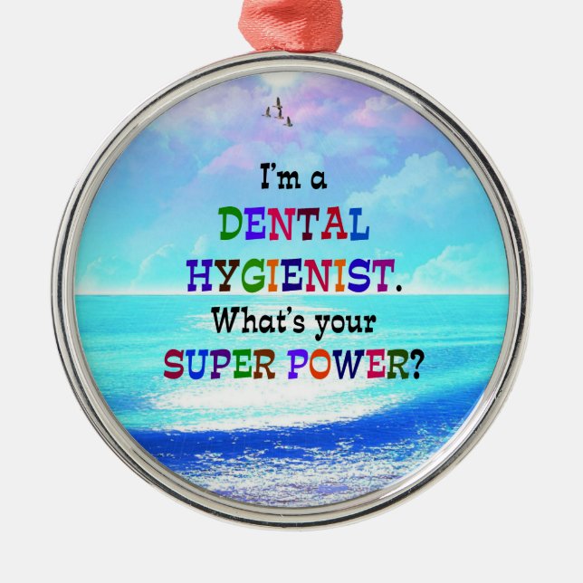 Dentalhygienist, färgstark design. julgransprydnad metall (Framsidan)