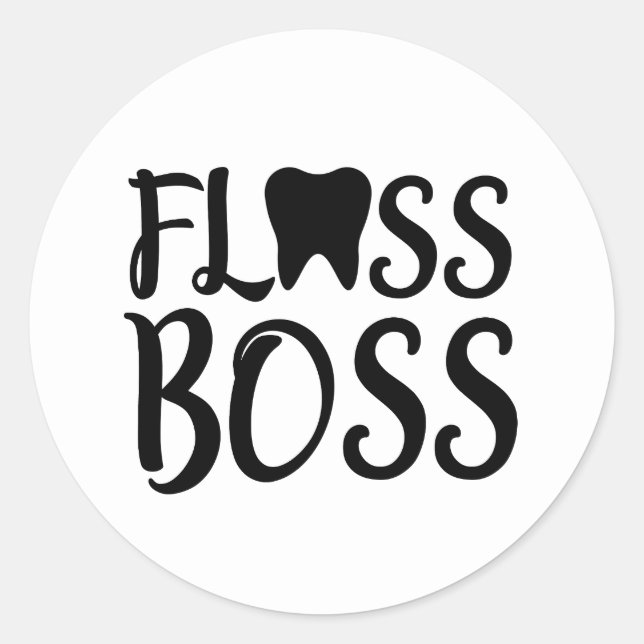 Dentalhygienist Floss Chef Runt Klistermärke (Framsida)