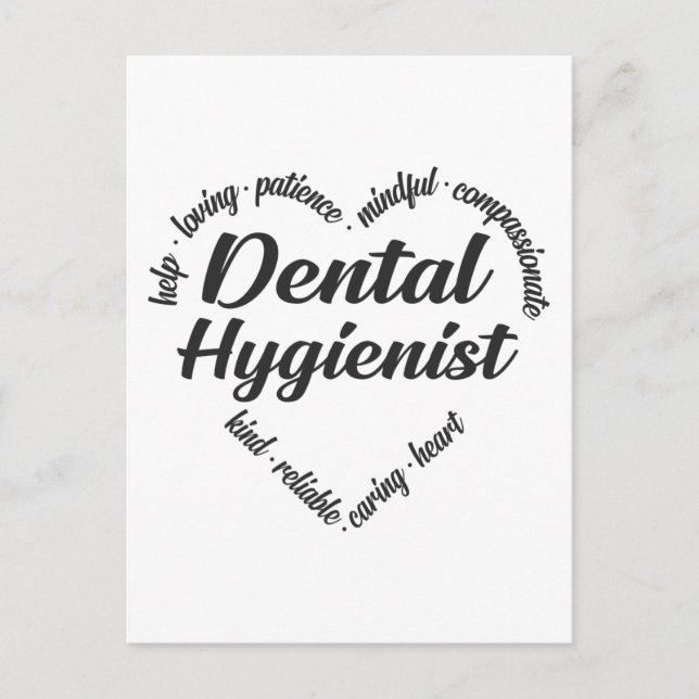Dentalhygienist Heart Ord Cloud Helg Vykort (Framsida)