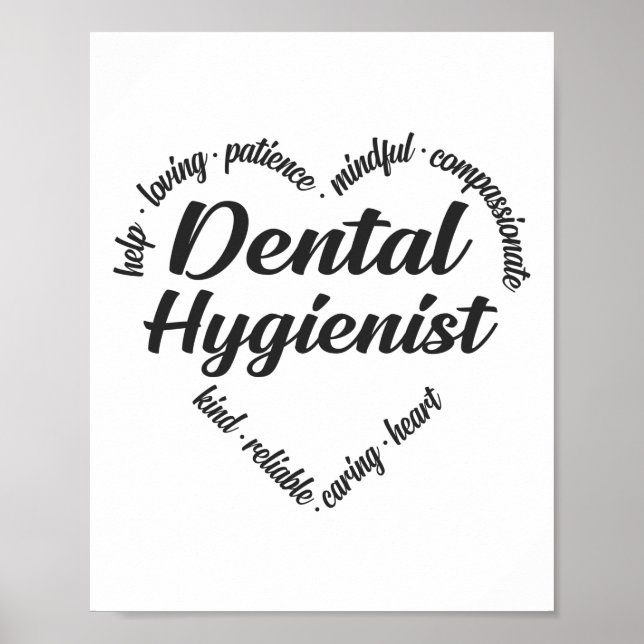 Dentalhygienist Heart Ord Cloud Poster (Framsidan)