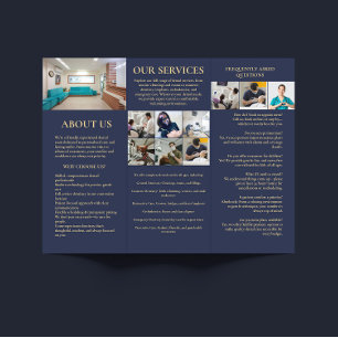 Dentalklinik trifold Minimal Mörk blått broschyr