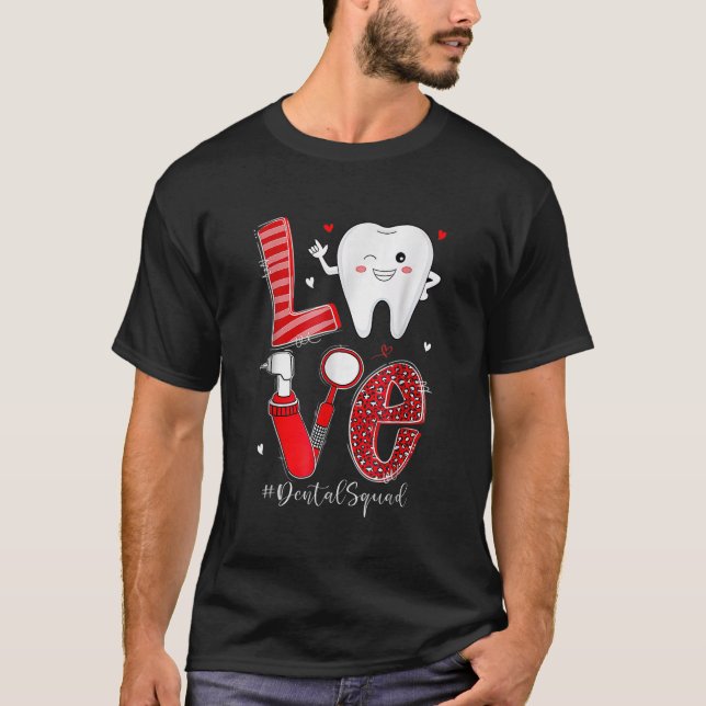 Dentalspatset Leopard Tooth Kärlek Dentist Hygieni T Shirt (Framsida)