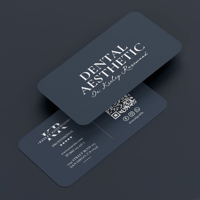 Dentalt estetiskt kol Blue Cosmetic Dentist Visitkort (Dental Aesthetic Charcoal Blue Cosmetic Dentist Business Card
)