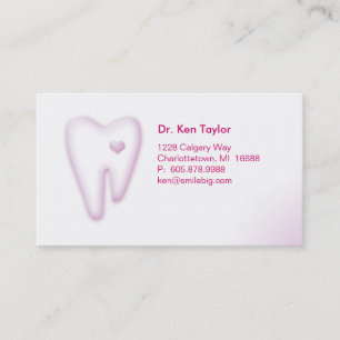 Dentalt Molar Heart Logotyp Affärskort Rosa 2 Visitkort