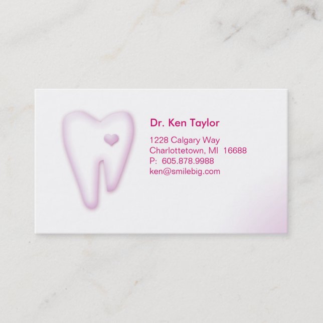 Dentalt Molar Heart Logotyp Affärskort Rosa 2 Visitkort (Framsida)