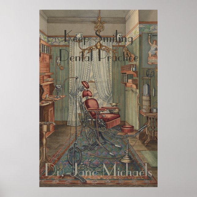 Dentalt operationsrum, vattenfärgad Gouache-Vintag Poster (Framsidan)