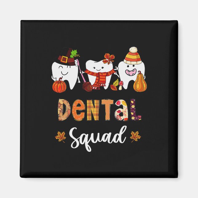 Dentalt Squad Pumpkin Höst löv Tandtandtråd Tha Magnet (Framsidan)