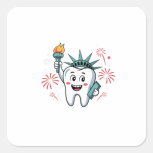 Dentaltorget 4:e juli-dentist-amerikan fyrkantigt klistermärke
