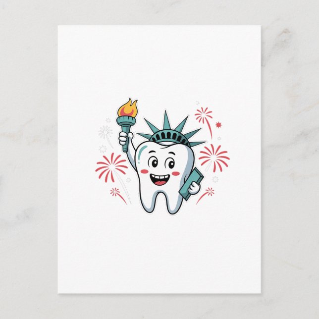 Dentaltorget 4:e juli-dentist-amerikan helg vykort (Framsida)