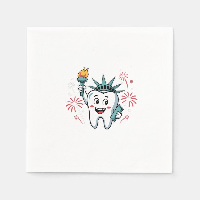 Dentaltorget 4:e juli-dentist-amerikan pappersservett (Framsidan)