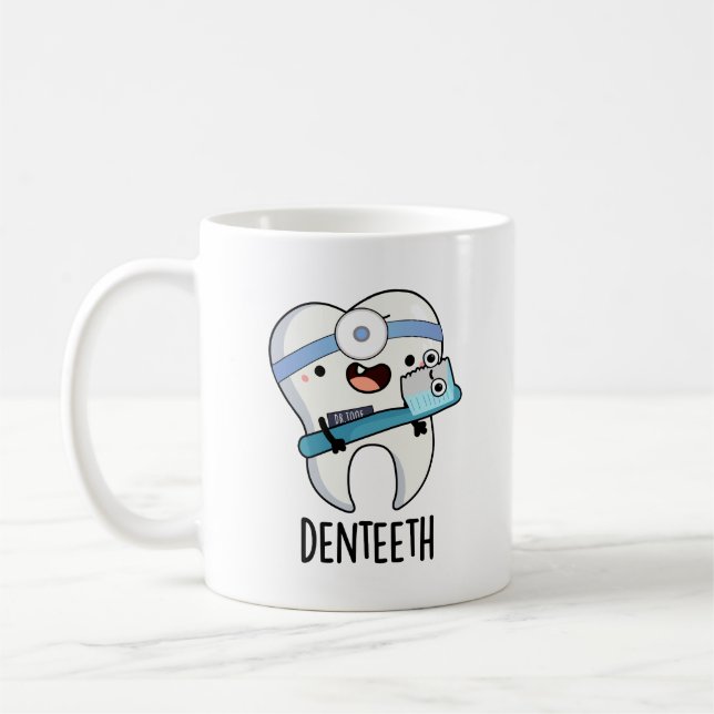 Denteeth Funny Teeth Pun Kaffemugg (Vänster)