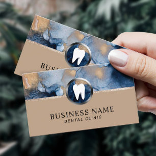 Dentist Abstrakt Navy Blue & Guld Dental Office Visitkort