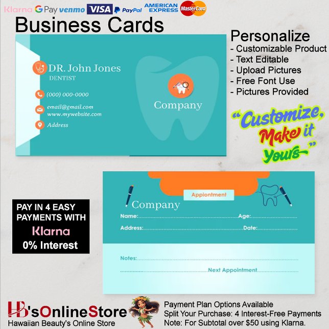 Dentist Affärskort 47 Förpackning om 100 st Visitkort (Dentist Business Cards 47 Pack of 100.
)