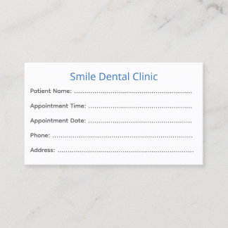 Dentist Appointment Cards Patient Reminder Tidsbeställning Kort
