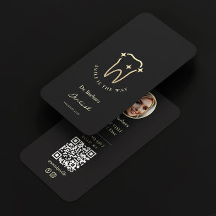Dentist Black Guld Tooth Modern Möte Visitkort