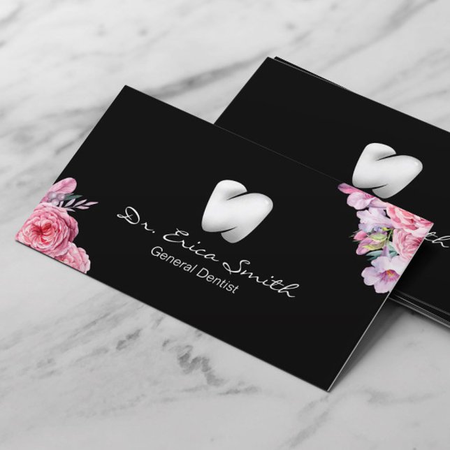 Dentist Blommigt Modern Logotyp för tandvård Visitkort (Skapare uppladdad)