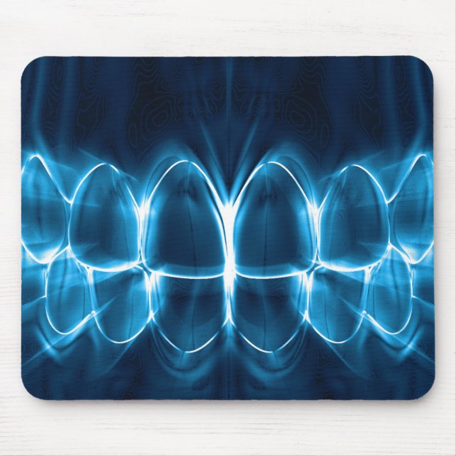 Dentist Blue Glowing Teeth Smile Mousepad Musmatta (Framsidan)