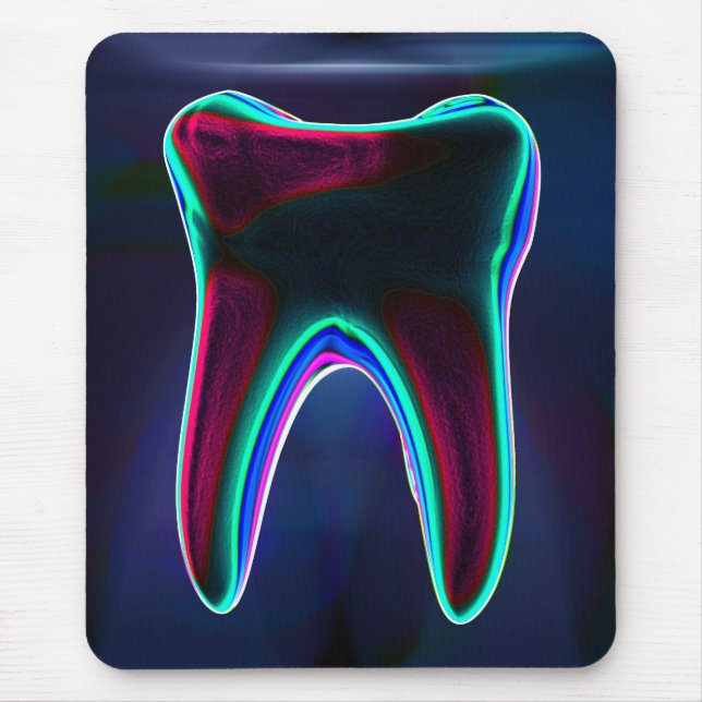 Dentist Blue Glowing Tooth Mousepad Musmatta (Framsidan)