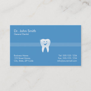 Dentist Blue Shiny Smiling Tooth Dental Tidsbeställning Kort