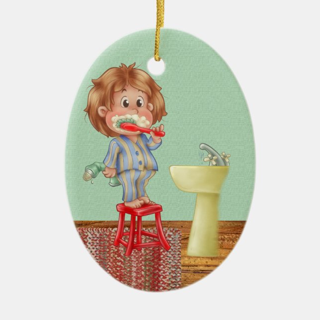 Dentist - borsta tänderna - SRF Julgransprydnad Keramik (Framsidan)