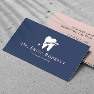 Dentist Bright Toth Logotyp Navy Blue Rosa Dental Visitkort