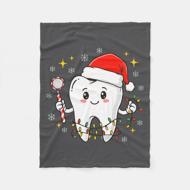 Dentist Christmas Teeth Xmas Lights Funny Dental S Fleecefilt (Framsidan)