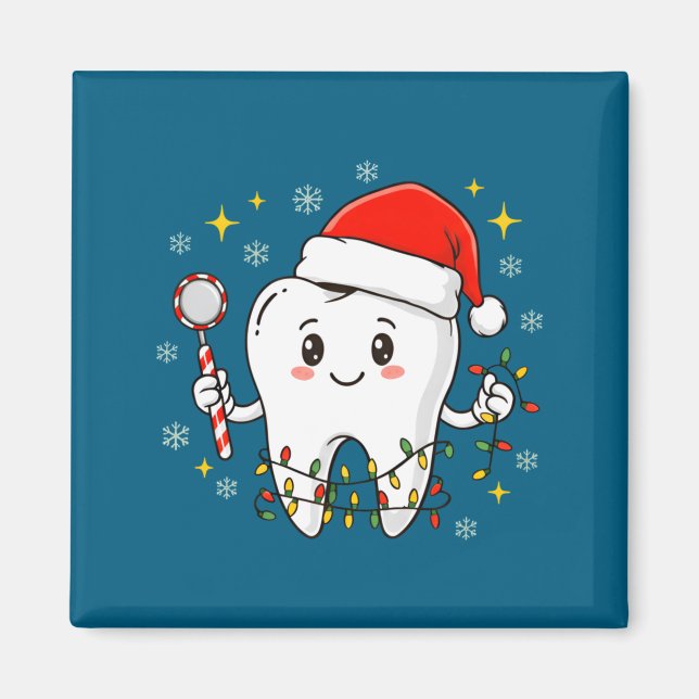 Dentist Christmas Teeth Xmas Lights Funny Dental S Magnet (Framsidan)