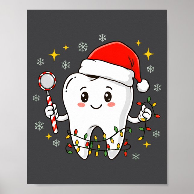 Dentist Christmas Teeth Xmas Lights Funny Dental S Poster (Framsidan)