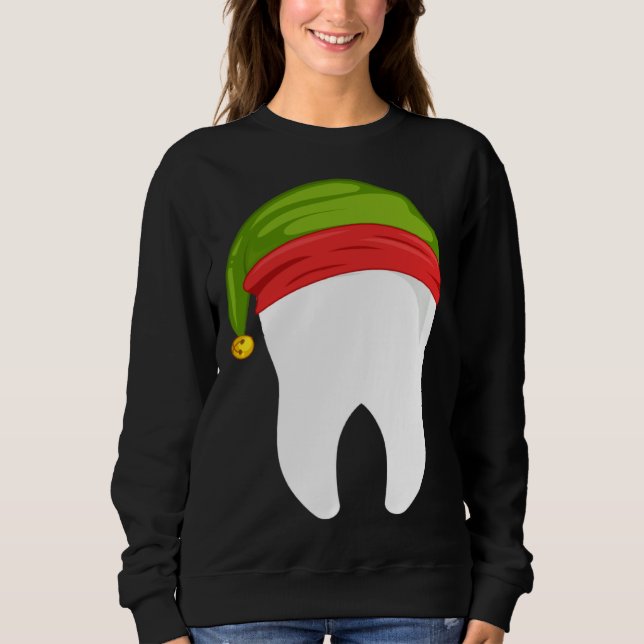 Dentist Christmas  tooth Dental  with Elf hat T Shirt (Framsida)
