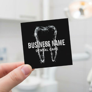 Dentist Clean Tooth Black Dental Clinic Fyrkantigt Visitkort
