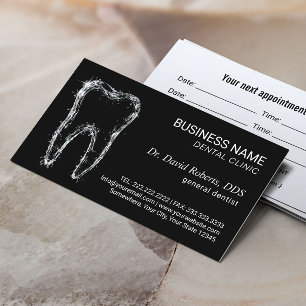 Dentist Clean Tooth Professionell Black Dental Car Tidsbeställning Kort