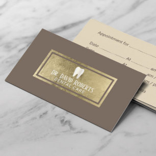 Dentist Dental Care Guld etikett Brown Möte Tidsbeställning Kort