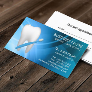 Dentist Dental Care Modern Blue Möte Tidsbeställning Kort