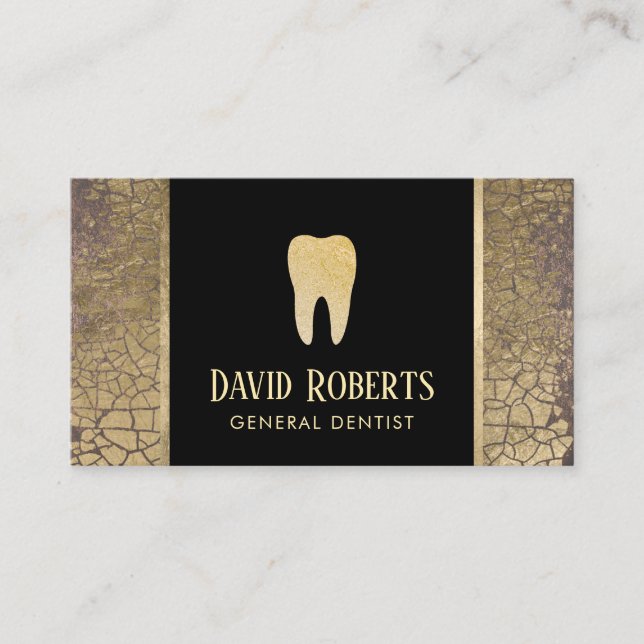 Dentist Dental Care Modern Guld Crackle Elegant Visitkort (Framsida)