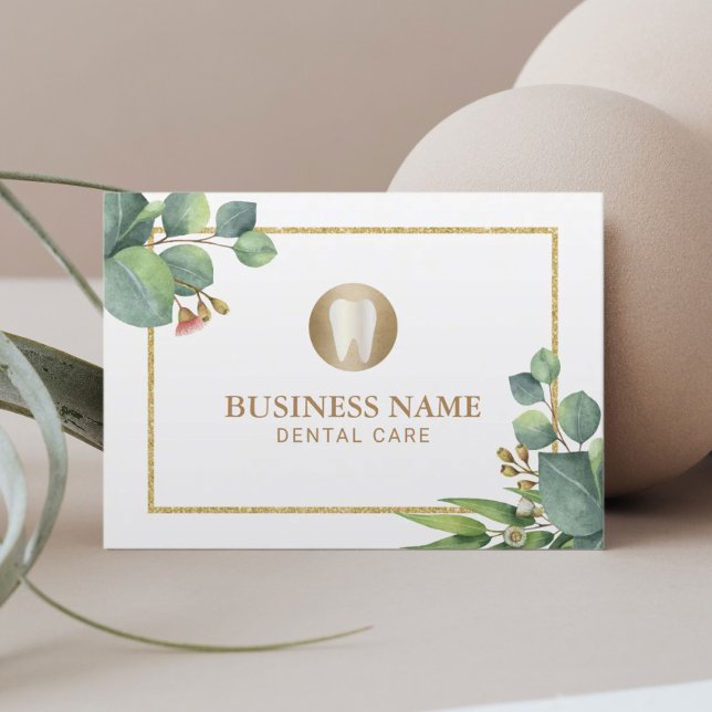 Dentist Dental Care Modern Guld Gräns Botanique Visitkort (Skapare uppladdad)
