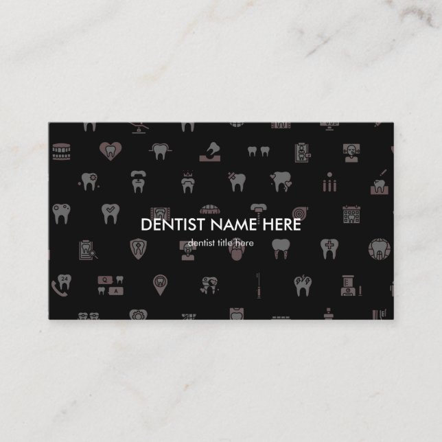 Dentist dental clinic icons pink visitkort (Framsida)