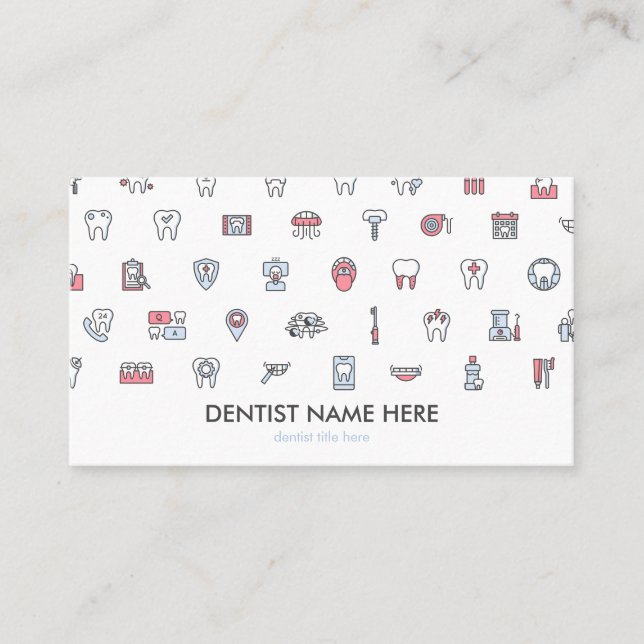 Dentist dental clinic icons teeth visitkort (Framsida)