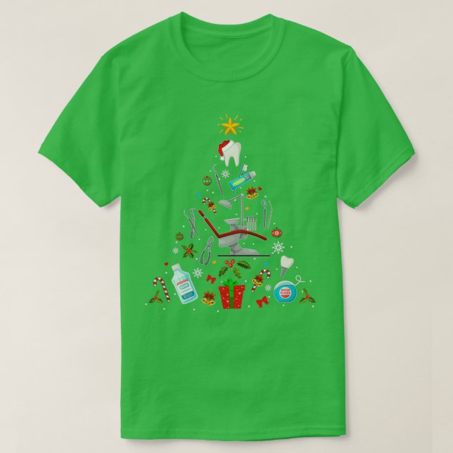 Dentist Dental jul Ornament Träd Julafton Holida T Shirt (Design framsida)