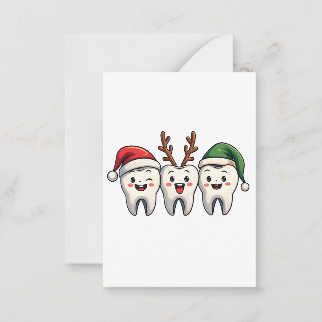 Dentist Dental jultomten Floss Julafton Träd Anteckningskort (Framsida)