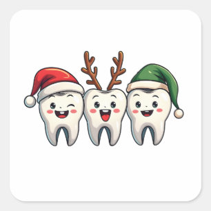 Dentist Dental jultomten Floss Julafton Träd Fyrkantigt Klistermärke
