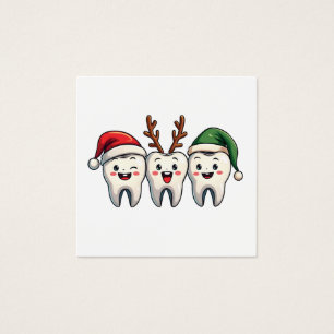 Dentist Dental jultomten Floss Julafton Träd Fyrkantigt Visitkort