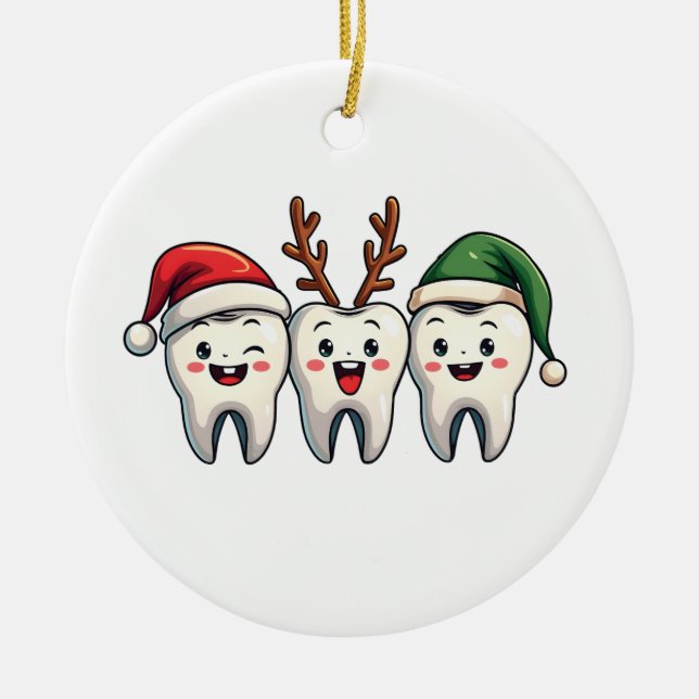 Dentist Dental jultomten Floss Julafton Träd Julgransprydnad Keramik (Framsidan)