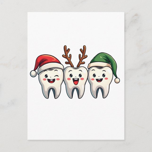 Dentist Dental jultomten Floss Julafton Träd Meddelande Vykort (Framsida)