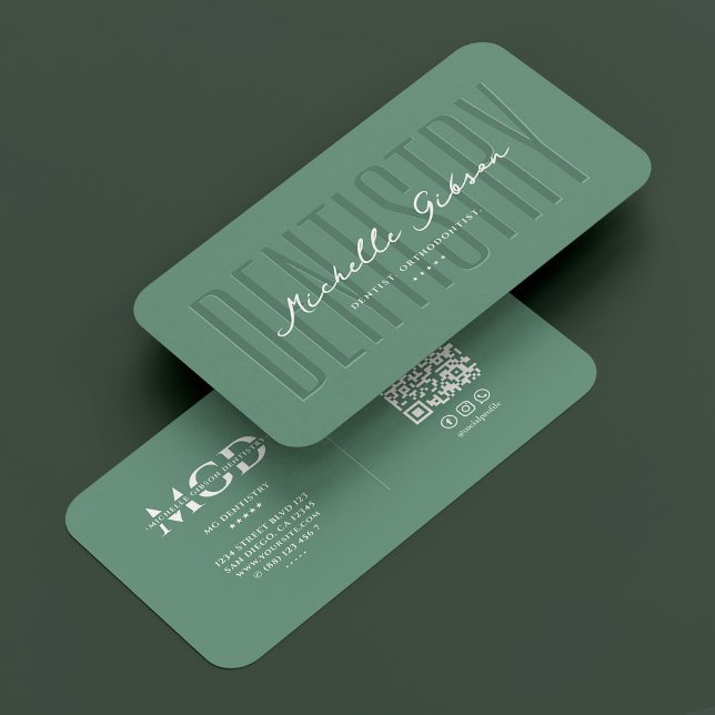 Dentist Dental Modern Tandvård Dusty Teal Visitkort (Dentist Dental Modern Dentistry Dusty Teal Business Card
)
