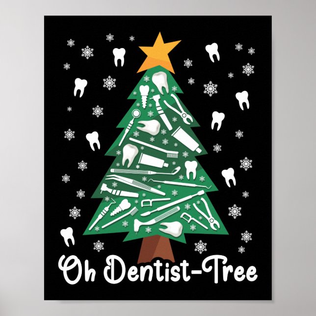 Dentist Dental Ohh Dentist - Träd Julgran Poster (Framsidan)