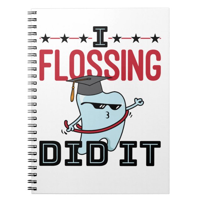 Dentist Dental School Studenten Funny Flossing Anteckningsbok (Framsidan)
