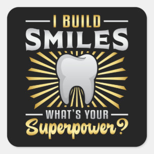 Dentist Dental Teeth Tooth Superpower Gift Fyrkantigt Klistermärke