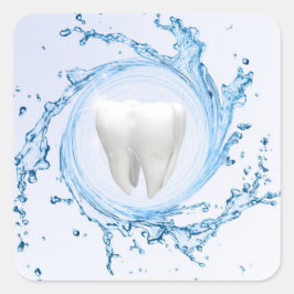 Dentist Dental Tooth Vatten Professionell Fyrkantigt Klistermärke
