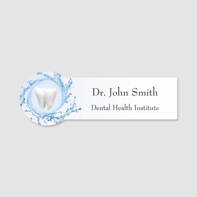 Dentist Dental Tooth Vatten Professionell Namnbricka (Framsida)